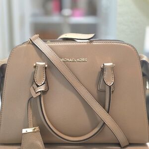 Michael Kors Harper Medium Pebbled Leather Satchel Crossbody